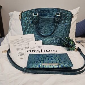 Brahmin Peacock Duxbury, Ady Wallet and non Brahmin bag charm